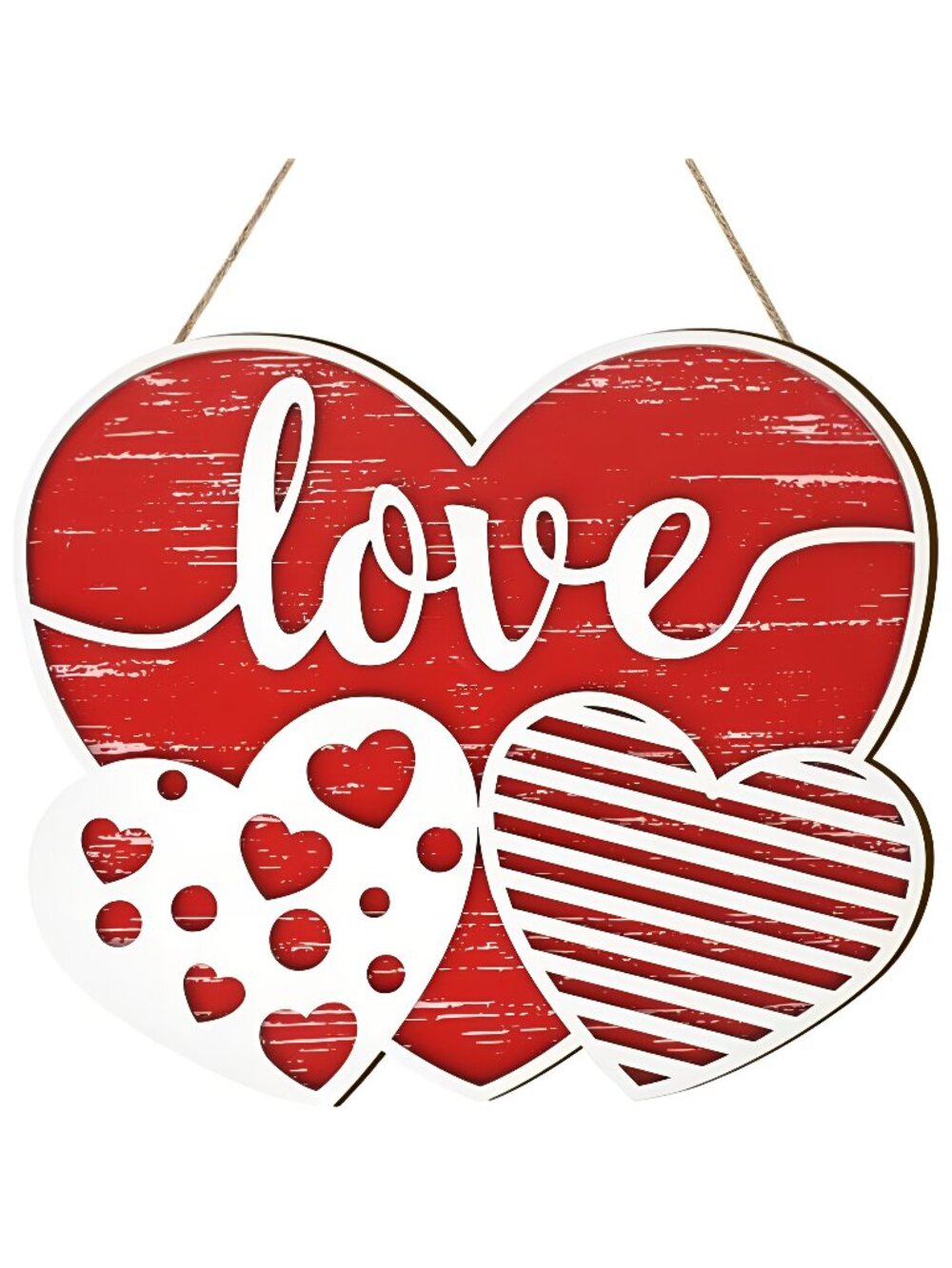 Valentine's Day Door Decorations, Wooden Heart Valentines Wall Hanging Decor
